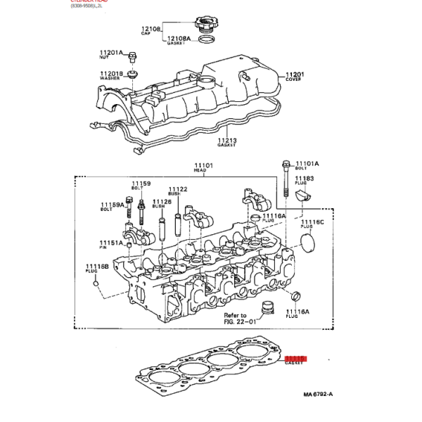 Head gasket (diesel engine 2L), For Toyota Land...