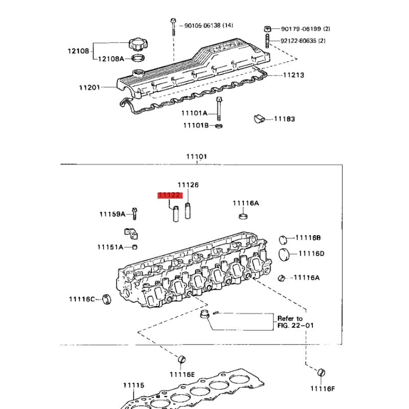Guia de válvula padrão de admissão (motor 1HDT/1HZ / 2L /2LT), para Toyota J7/8/Hilux/Dyna - Original Toyota Land Cruiser