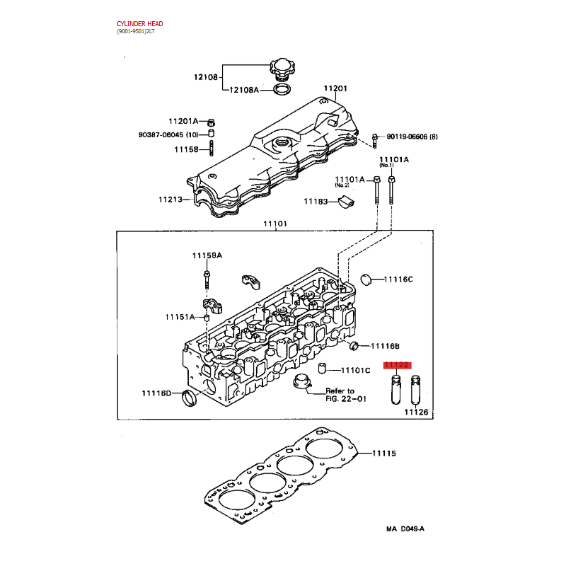 Ventilführungsstandard Einlass (Motor 1HDT/1HZ / 2L / 2LT), für Toyota J7/8/Hilux/Dyna - Original Toyota Land Cruiser