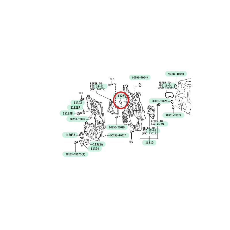 Junta de tapa de distribución (motor 1GDFTV/2GDFTV) para Toyota Land Cruiser J15/Hilux - Original Toyota Land Cruiser