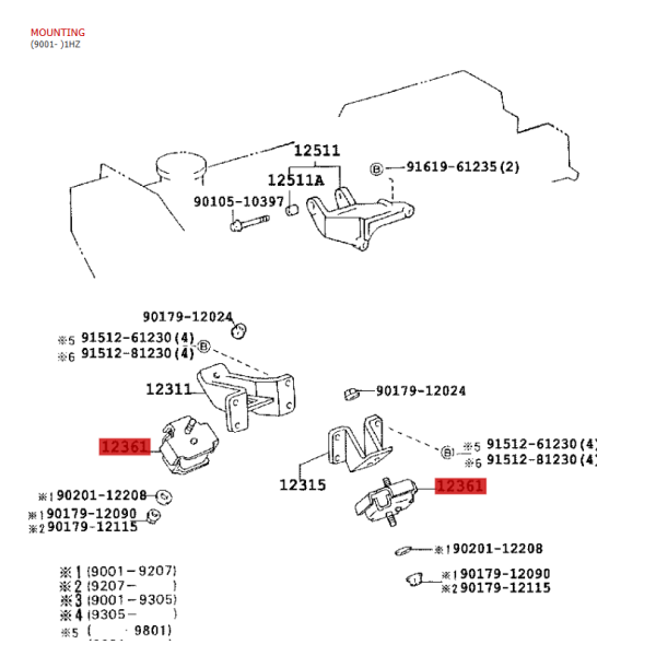 Silentblock or engine mount 1HZ/1PZ, for Toyota...