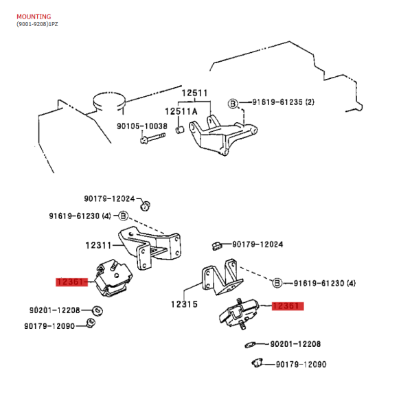 Silentblock or engine mount 1HZ/1PZ, for Toyota...
