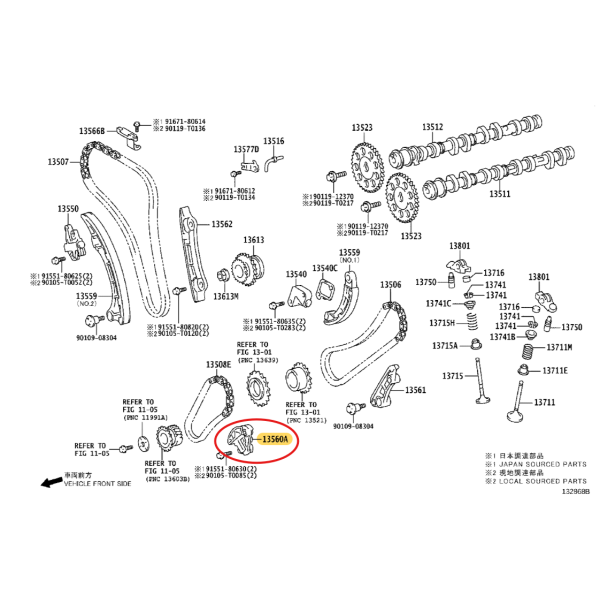 Timing chain tensioner No.3 (1GDFTV engine),...