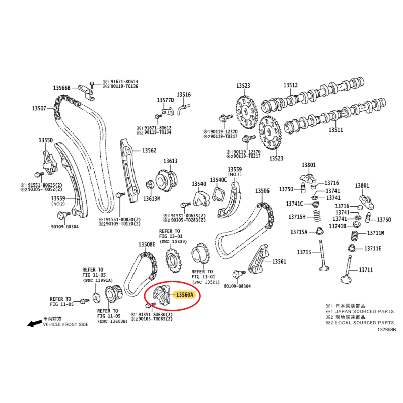 Tendicatena distribuzione n°3 (motore 1GDFTV), per Toyota Land Cruiser J15 - Originale Toyota Land Cruiser