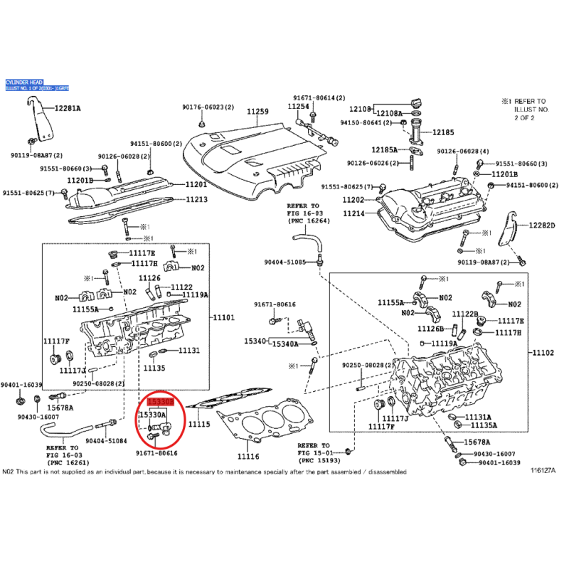 Valvola di controllo olio, destra (motore 1GRFE), per Toyota Land Cruiser J12 / FJ - Originale Toyota Land Cruiser