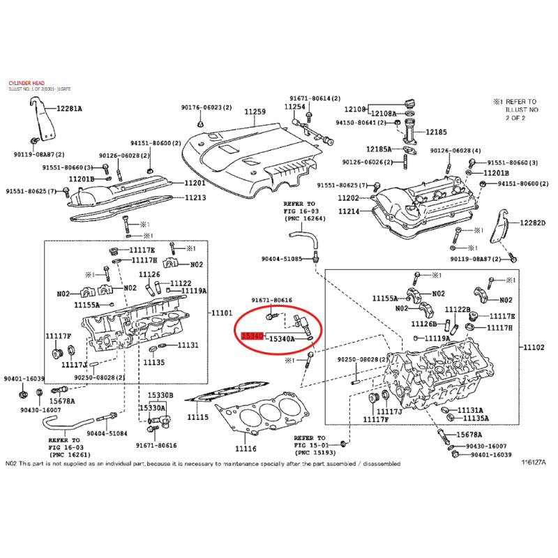 Valvola di controllo olio OCV, sinistra (motore 1GRFE), per Toyota Land Cruiser J12 / FJ - Originale Toyota Land Cruiser