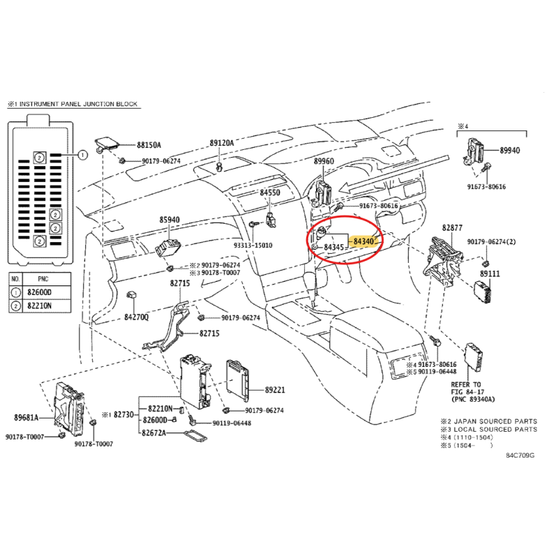 Interrupteur de pédale de frein STOP (7 broches), pour Toyota Hilux Revo (après 2020) - Original Toyota Land Cruiser