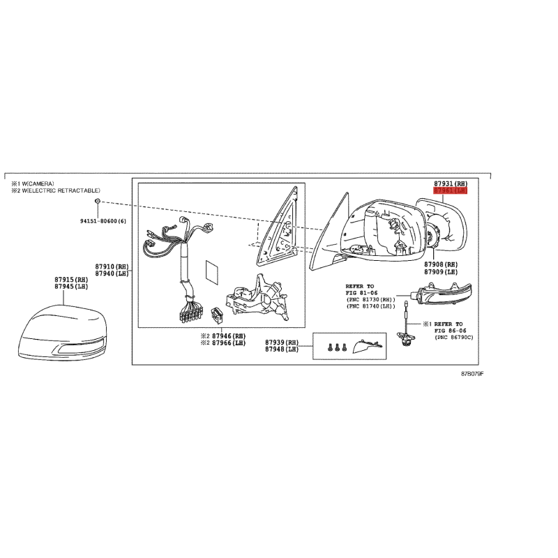 Espejo o cristal de retrovisor izquierdo (básico) para Toyota Land Cruiser J15/20 - Original Toyota Land Cruiser