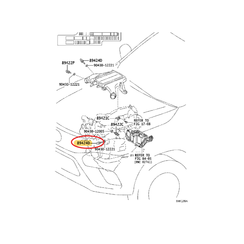 Capteur de température de l'air d'admission (moteur 1GDFTV/2GDFTV), pour Toyota Land Cruiser J15 / Hilux - Original Toyota Land
