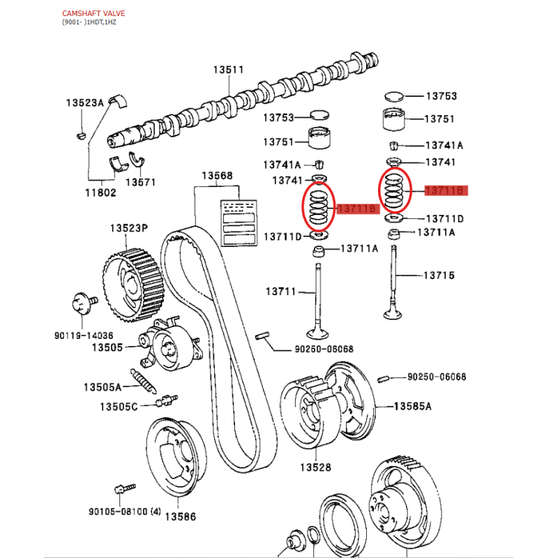 Molla di compressione interna (motore 1KZTE/1HDT/1HZ/2L/2LT), per Toyota Land Cruiser - Originale Toyota Land Cruiser
