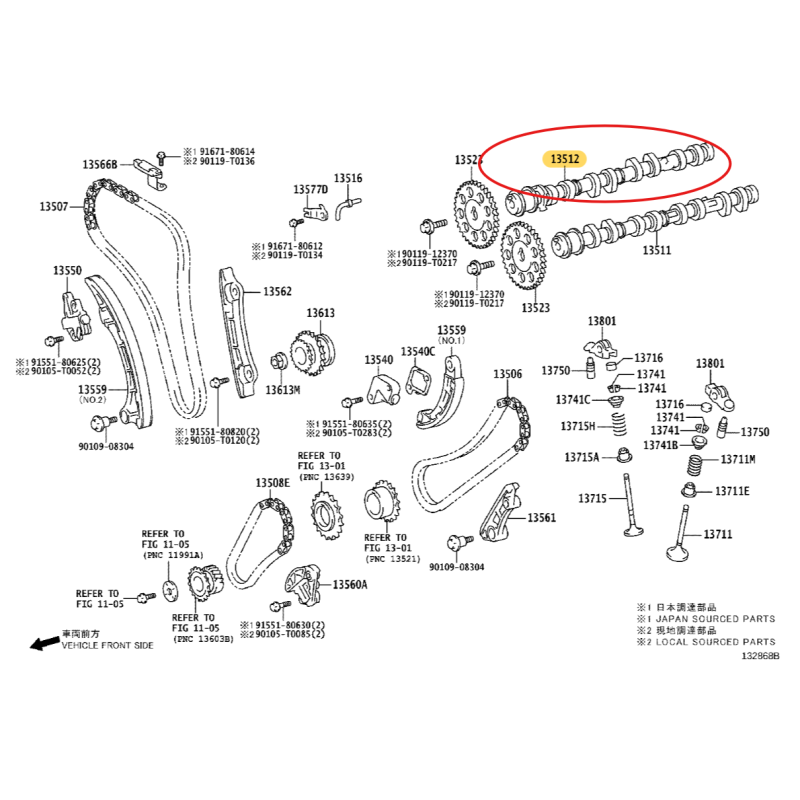 Nockenwelle Nr. 2 (Motor 1GDFTV/2GDFTV), für Toyota Land Cruiser J15/ Hilux Revo - Original Toyota Land Cruiser