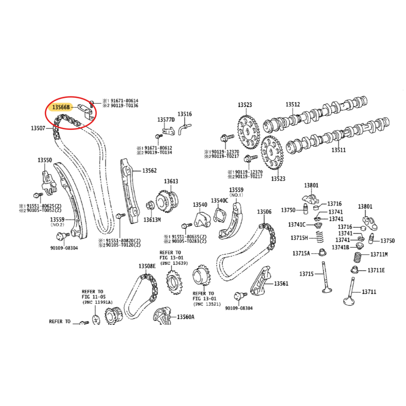 Guida catena distribuzione (motore 1GDFTV/2GDFTV), per Toyota Hilux Revo / Land Cruiser J15 - Originale Toyota Land Cruiser