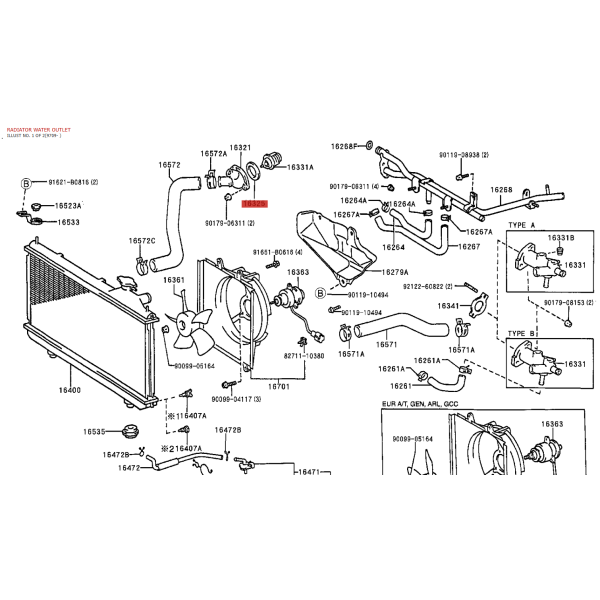 Junta do termostato (motor 3SFE), para Toyota...