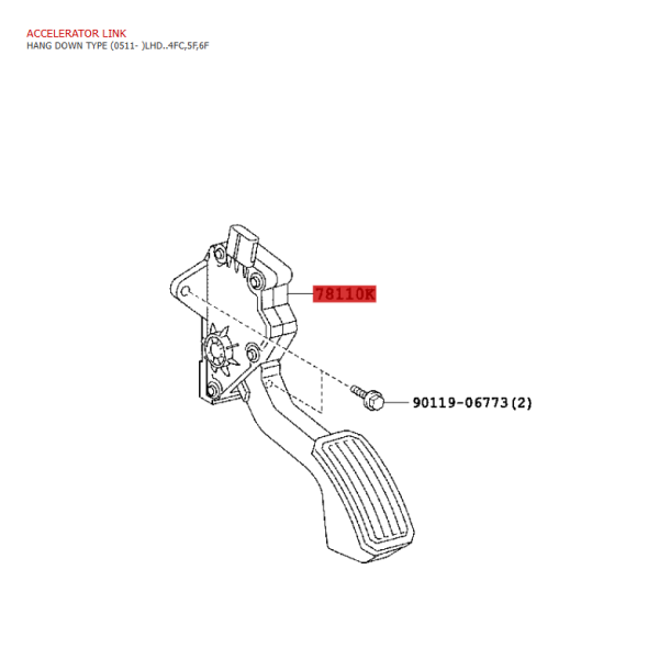 Sensor- oder elektronisches Gaspedalset, Toyota...