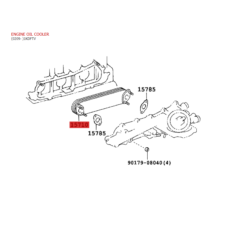 Oil cooler radiator (engine 1KDFTV/2KDFTV) for Toyota Land Cruiser J9/12/15/Hilux - Original Toyota Land Cruiser