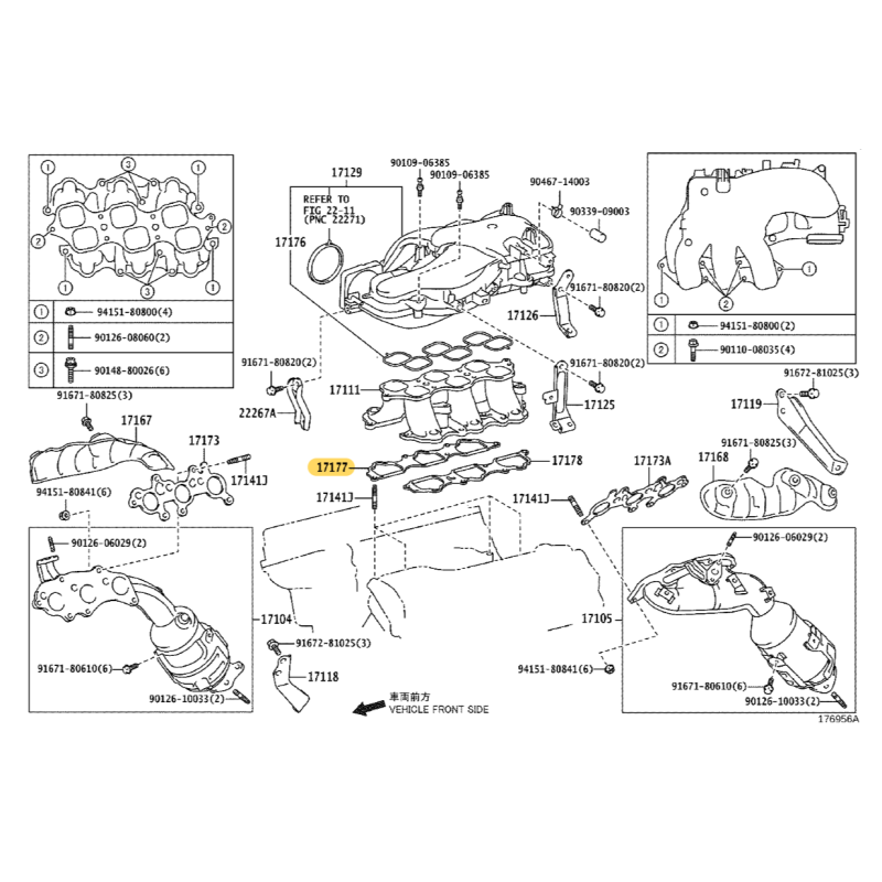 Junta colector admisión N-1 (motor 1GRFE), para Toyota land cruiser j15/FJ Cruiser - Original Toyota Land Cruiser