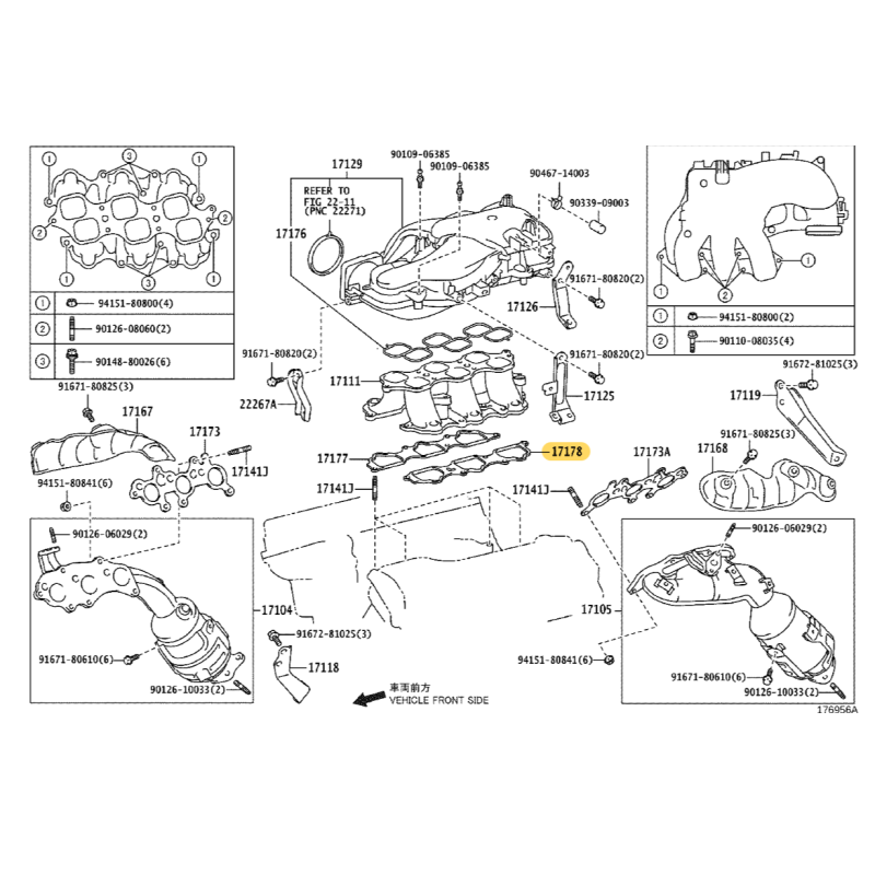 Joint collecteur admission Nº2 (moteur 1GRFE), pour Toyota Land Cruiser J15 / FJ Cruiser - Original Toyota Land Cruiser