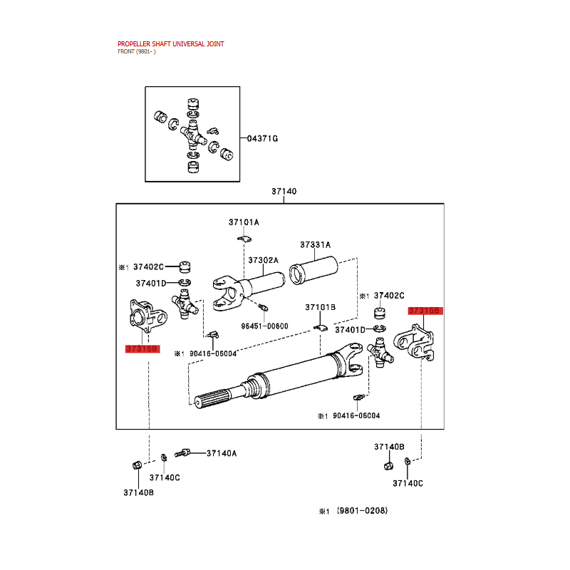 Kardan-Gabel, Toyota Land Cruiser J7/8/9/10/Hilux - Original Toyota Land Cruiser