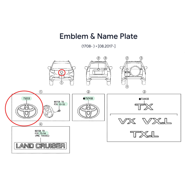 Grille emblem Toyota Land Cruiser J15 (from...
