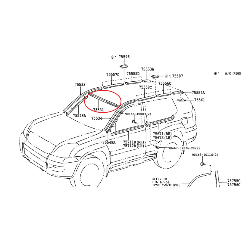 Moulure supérieure pare-brise avant, Toyota Land Cruiser J12 - Original Toyota Land Cruiser