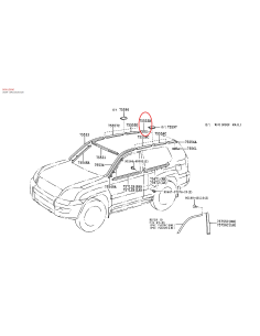 Moldura techo trasera derecha (RH), para Toyota Land...
