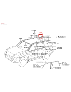 Moldura techo trasera derecha (RH), para Toyota Land... 2