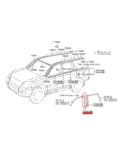 Front left door frame molding (5 doors), for Toyota Land...