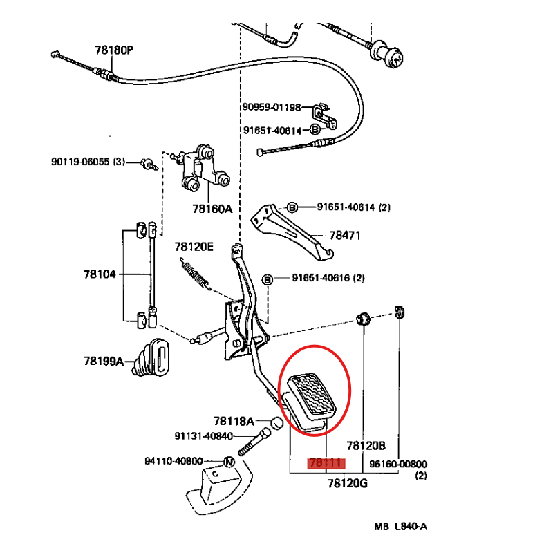 Gummiauflage Gaspedal Toyota Land Cruiser J6 / J7 - Original Toyota Land Cruiser