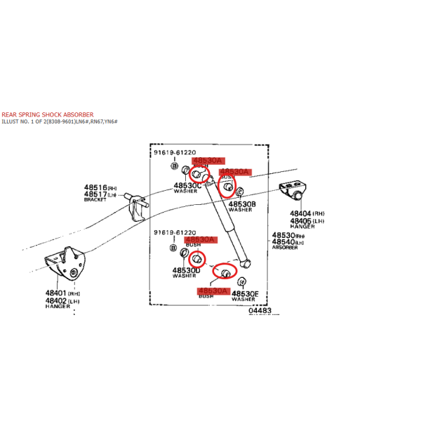 Rear shock absorber bushing Toyota Hilux -...