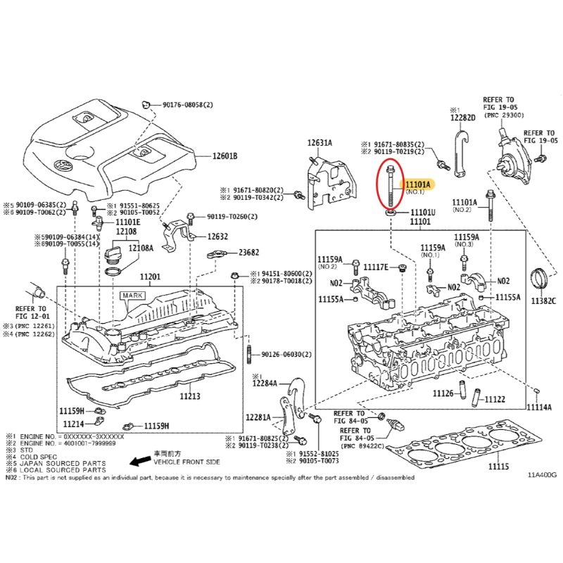 Parafuso de cabeçote N-1 (motor 1GDFTV/2GDFTV), para Toyota Land Cruiser J15 / Hilux - Original Toyota Land Cruiser