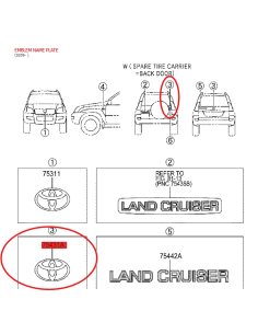 Emblème de hayon, pour Toyota Land Cruiser J12 - Original...