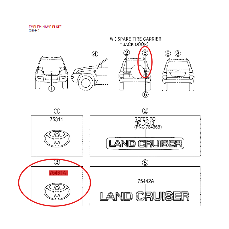 Emblema portellone posteriore, per Toyota Land Cruiser J12 - Originale Toyota Land Cruiser