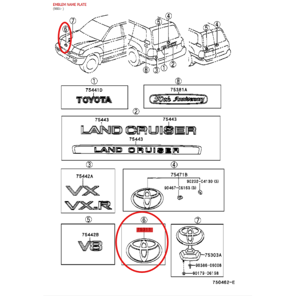 Emblema Toyota da grade frontal (08/2002 a...