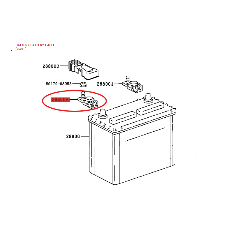 Positive battery terminal, for Toyota Land Cruiser J9 /10/12/ FJ/RAV4/4Runner - Original Toyota Land Cruiser