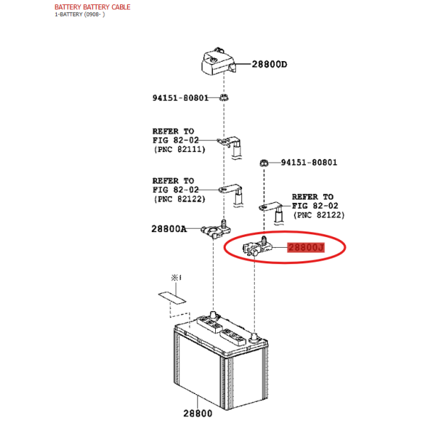 Negative battery terminal, for Toyota Land...