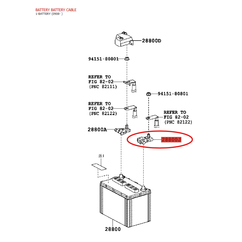 Negative battery terminal, for Toyota Land Cruiser J15/20/Hilux - Original Toyota Land Cruiser