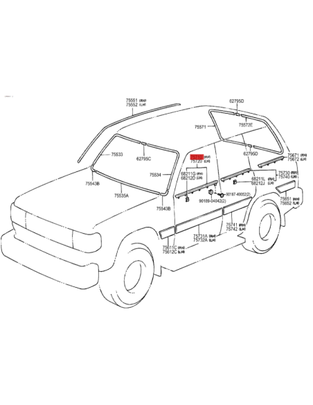 MOLDURA PUERTA TRASERA DERECHA J-8