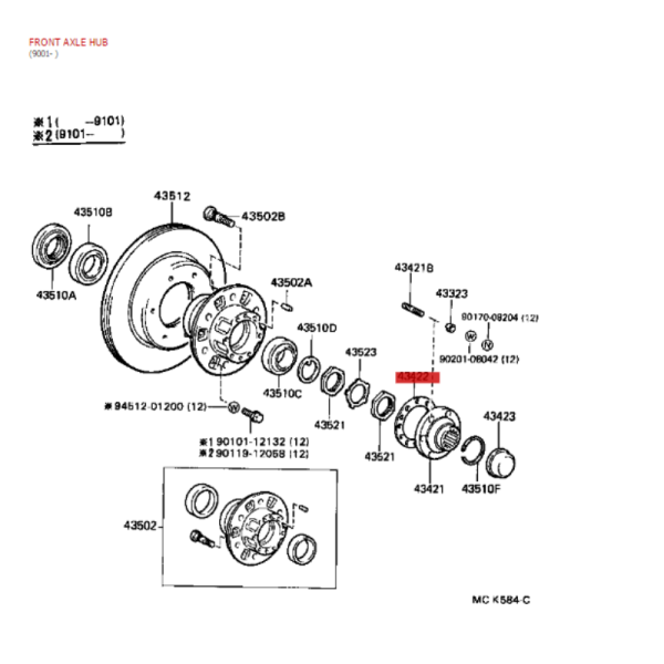 JUNTA BRIDA DELANTERA   J8 ORIGINAL TOYOTA LAND CRUISER