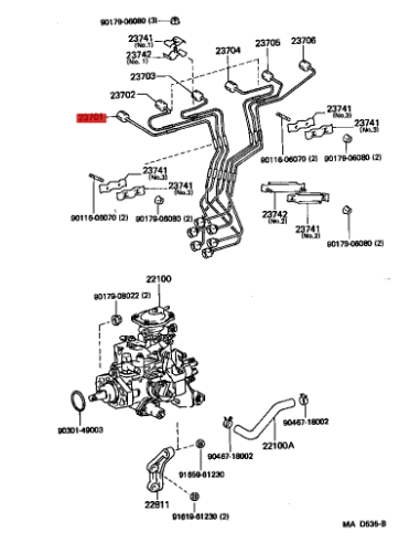 TUBO INYECTOR J-8 NUM.1